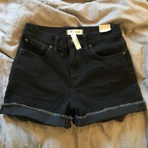 Madewell high rise black denim shorts